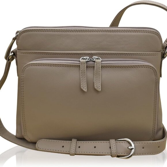 Elegant RFID-Blocking Leather Crossbody Bag for Women - Adjustable Comfort